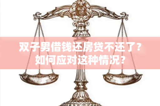 双子男借钱还房贷不还了？如何应对这种情况？