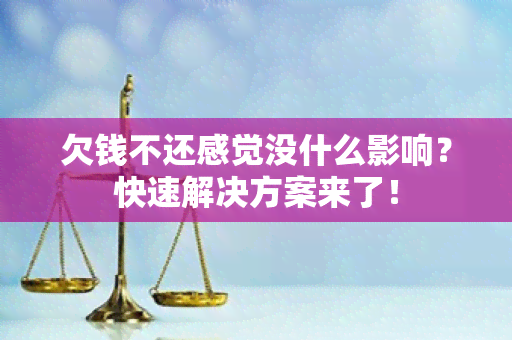 欠钱不还感觉没什么影响？快速解决方案来了！