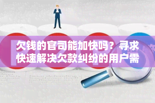 欠钱的官司能加快吗？寻求快速解决欠款纠纷的用户需求