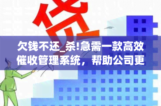 欠钱不还_杀!急需一款高效管理系统，帮助公司更好地追回欠款！