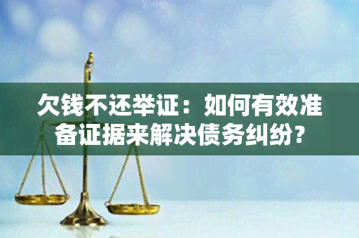 欠钱不还举证：如何有效准备证据来解决债务纠纷？