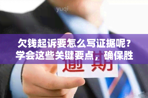 欠钱起诉要怎么写证据呢？学会这些关键要点，确保胜诉！