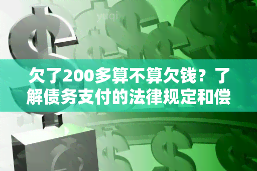 欠了200多算不算欠钱？了解债务支付的法律规定和偿还期限