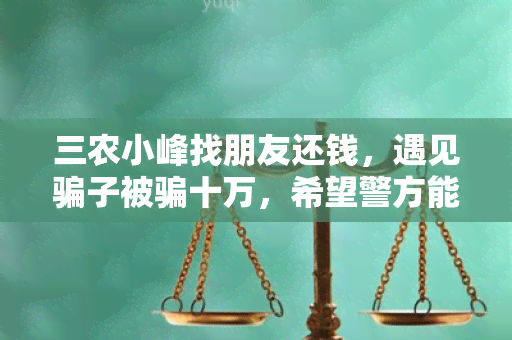 三农小峰找朋友还钱，遇见子被十万，希望警方能够追回损失