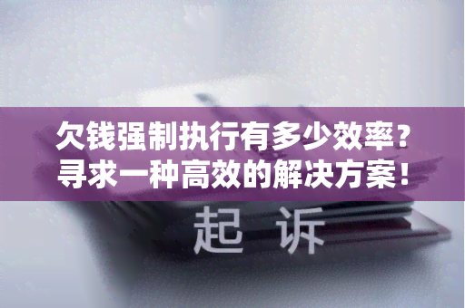 欠钱强制执行有多少效率？寻求一种高效的解决方案！