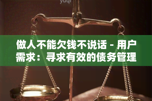 做人不能欠钱不说话 - 用户需求：寻求有效的债务管理解决方案