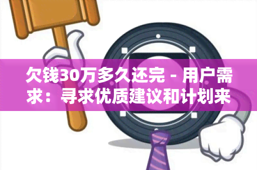 欠钱30万多久还完 - 用户需求：寻求优质建议和计划来合理偿还债务