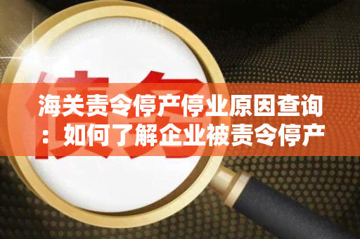 海关责令停产停业原因查询：如何了解企业被责令停产停业的原因？