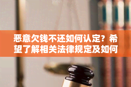 恶意欠钱不还如何认定？希望了解相关法律规定及如何维护自身权益