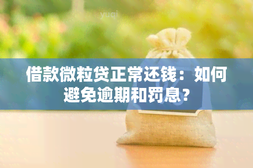 借款微粒贷正常还钱：如何避免逾期和罚息？