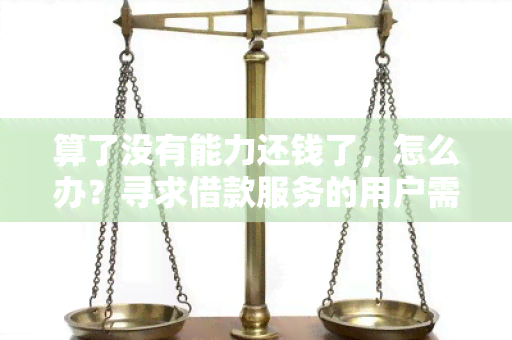 算了没有能力还钱了，怎么办？寻求借款服务的用户需求