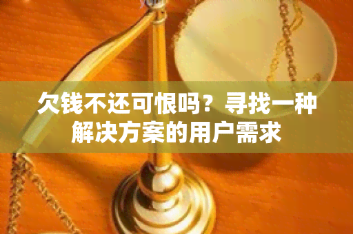 欠钱不还可恨吗？寻找一种解决方案的用户需求