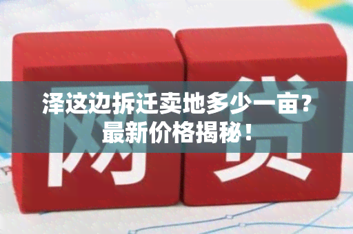 泽这边拆迁卖地多少一亩？最新价格揭秘！