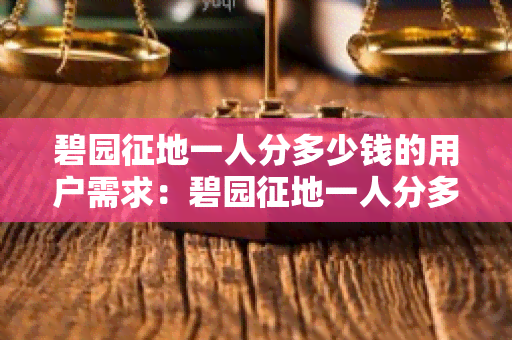 碧园征地一人分多少钱的用户需求：碧园征地一人分多少钱？我想了解碧园征地计划中每个人可以获得多少补偿款。