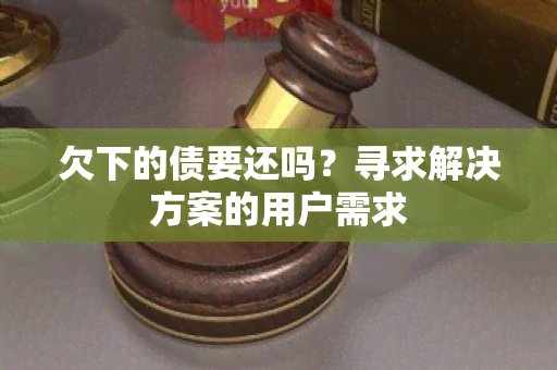 欠下的债要还吗？寻求解决方案的用户需求