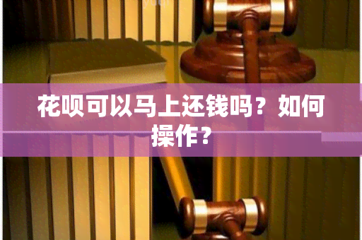 花呗可以马上还钱吗？如何操作？