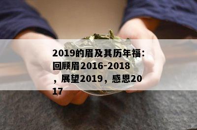 2019的眉及其历年福：回顾眉2016-2018，展望2019，感恩2017