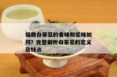 福鼎白茶豆的香味和浆味如何？完整解析白茶豆的定义及特点