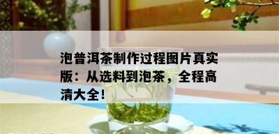 泡普洱茶制作过程图片真实版：从选料到泡茶，全程高清大全！