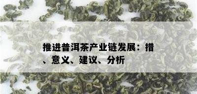 推进普洱茶产业链发展：措、意义、建议、分析