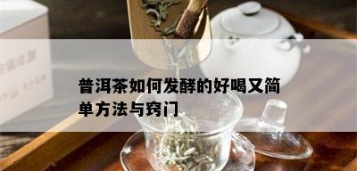 普洱茶如何发酵的好喝又简单方法与窍门