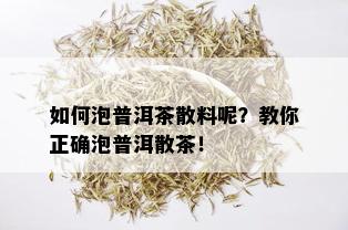 如何泡普洱茶散料呢？教你正确泡普洱散茶！