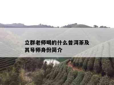 立群老师喝的什么普洱茶及其导师身份简介