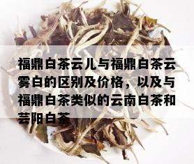 福鼎白茶云儿与福鼎白茶云雾白的区别及价格，以及与福鼎白茶类似的云南白茶和芸阳白茶