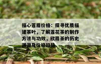 福心莲眉价格：探寻优质福建茶叶，了解莲花茶的制作方法与功效，欣眉茶的历史渊源及价格趋势。