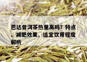 巴达普洱茶热量高吗？特点、减肥效果、适宜饮用程度解析