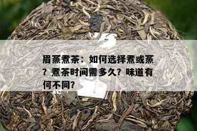 眉蒸煮茶：如何选择煮或蒸？煮茶时间需多久？味道有何不同？