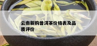 云南新购普洱茶价格表及品质评价