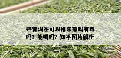 熟普洱茶可以用来煮吗有吗？能喝吗？知乎图片解析