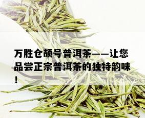 万胜仓颉号普洱茶——让您品尝正宗普洱茶的独特韵味！