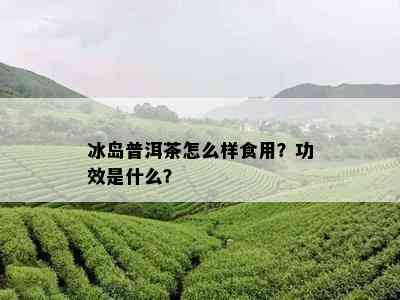 冰岛普洱茶怎么样食用？功效是什么？