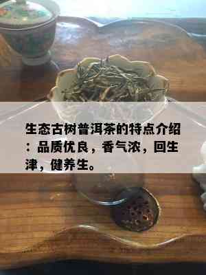 生态古树普洱茶的特点介绍：品质优良，香气浓，回生津，健养生。