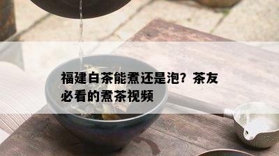 福建白茶能煮还是泡？茶友必看的煮茶视频