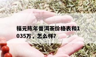 福元陈年普洱茶价格表和1035万，怎么样？