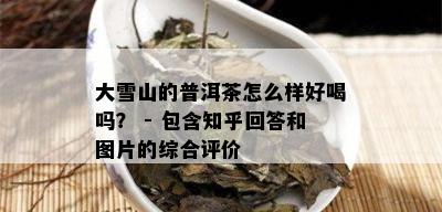 大雪山的普洱茶怎么样好喝吗？ - 包含知乎回答和图片的综合评价