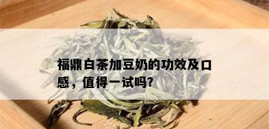 福鼎白茶加豆奶的功效及口感，值得一试吗？