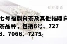 七号福鼎白茶及其他福鼎白茶品种，包括6号、7273、7066、7275。