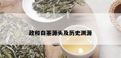 政和白茶源头及历史渊源