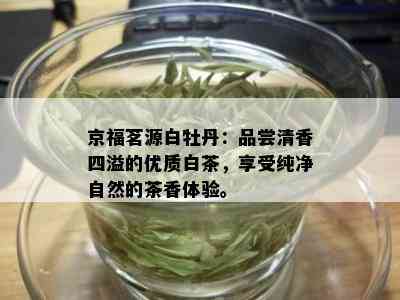 京福茗源白牡丹：品尝清香四溢的优质白茶，享受纯净自然的茶香体验。