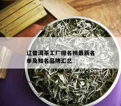 辽普洱茶工厂排名榜最新名单及知名品牌汇总