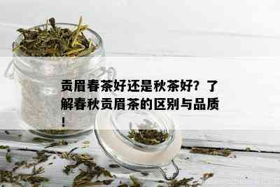 贡眉春茶好还是秋茶好？了解春秋贡眉茶的区别与品质！