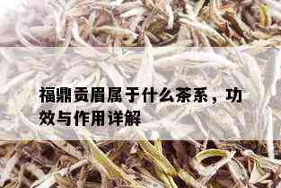 福鼎贡眉属于什么茶系，功效与作用详解