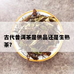 古代普洱茶是供品还是生熟茶？