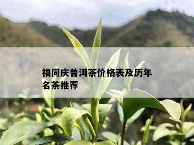 福同庆普洱茶价格表及历年名茶推荐