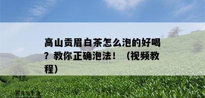 高山贡眉白茶怎么泡的好喝？教你正确泡法！（视频教程）