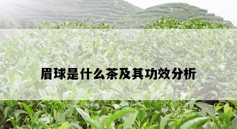 眉球是什么茶及其功效分析